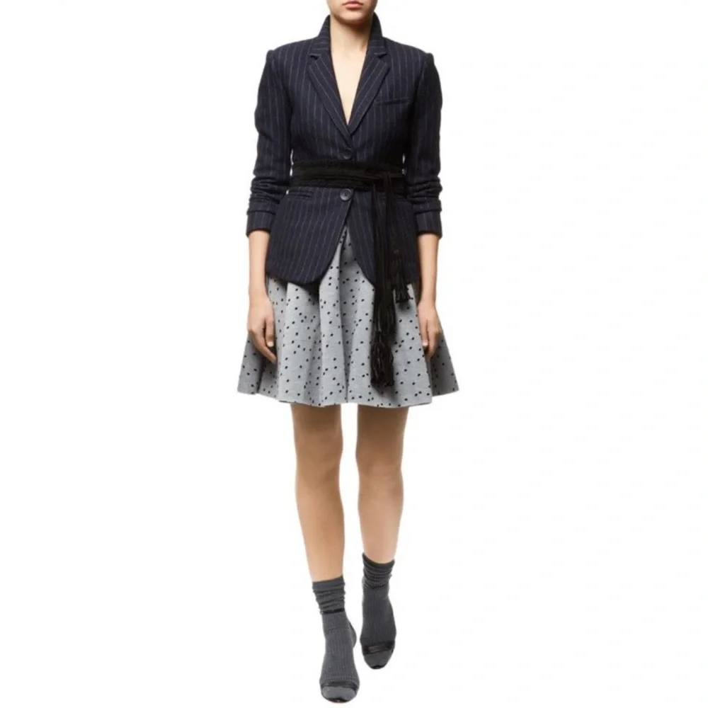 Maje Joye Pleated Felt Spotted Polka Dot Fit and Flare Skirt